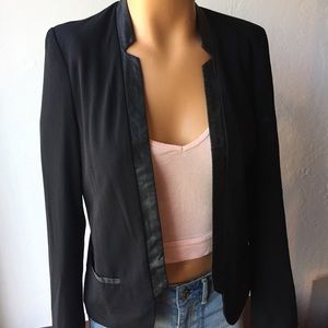 Blazer w/ Vegan Leather Detail